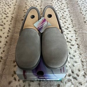 Skechers Go Step Lite Grey Suede Slip On Delight Sneaker Shoes New